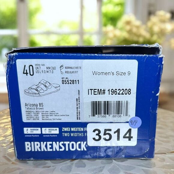 Birkenstock Arizona BS Leather Tobacco Brown Sandals Size EU 40 Regular Fit NIB - Picture 12 of 12